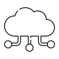 Nodes with cloud, linear design icon of cloud network vector