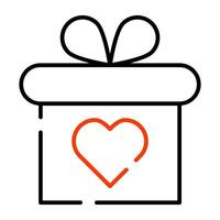 Wrapped box icon, linear design of gift box vector