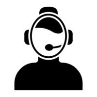 avatar vistiendo auriculares icono de csr vector