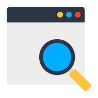 Magnifying glass on web page, icon of search website vector