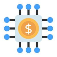 A modern technology icon of money chip vector