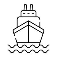 A water transport icon, linear design of boat vector