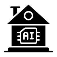 solid design icon of smart home processor vector