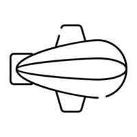 Air ship icon in linear design, zeppelin vector