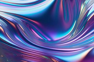 AI Generated Abstract modern trendy holographic waves texture, fluid liquid background. photo