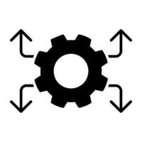 Gear with arrows showcasing network setting icon vector