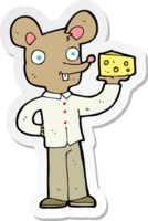 sticker of a cartoon mouse holding cheese png