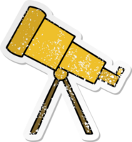 distressed sticker of a cute cartoon telescope png