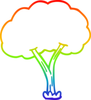 rainbow gradient line drawing of a cartoon blooming tree png