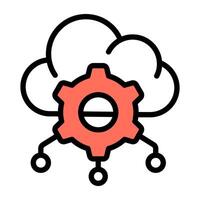 Conceptual flat design icon of cloud setting vector