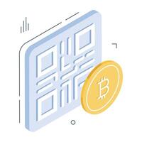 un de colores diseño icono de bitcoin código de barras vector