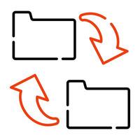 Files with exchanging arrows, concept of folder transfer vector