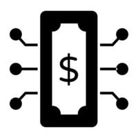 Dollar with nodes, icon of money network vector