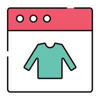 Shirt on web page, flat design icon of web shopping vector