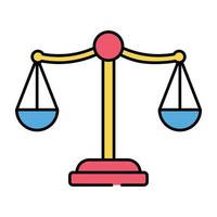 An editable design icon of balance scale vector