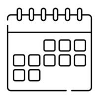 Monthly schedule icon, linear design of calendar vector