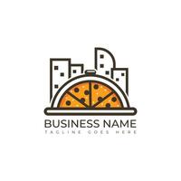 Pizza city or pizza town logo design vector