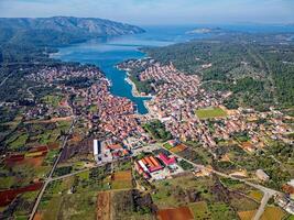 View of Stari Grad Plain Hvar Island in Croatia. The Stari Grad Plain is an incredible Unesco World Heritage Site, where the farming techniques practically havent changed since the 4th century BC. photo