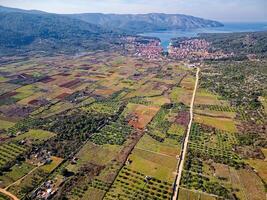 View of Stari Grad Plain Hvar Island in Croatia. The Stari Grad Plain is an incredible Unesco World Heritage Site, where the farming techniques practically havent changed since the 4th century BC photo