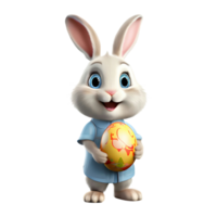 AI generated A cute rabbit holding an easter egg, cartoon character isolated on transparent background png