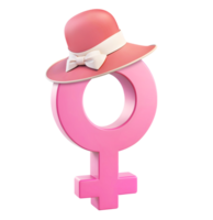 3d tolkning rosa kvinna symbol bär hatt png