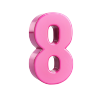 3D Rendering Pink Number Eight png