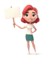 AI generated 3D Rendering Female Character Holding A Blank Sign png