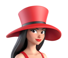 ai generiert 3d Rendern weiblich Karikatur Charakter tragen rot Hut png