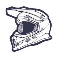 línea Arte motocicleta casco aislado en blanco antecedentes vector ilustración