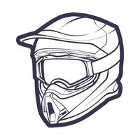 línea Arte motocicleta casco aislado en blanco antecedentes vector ilustración