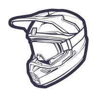 línea Arte motocicleta casco aislado en blanco antecedentes vector ilustración