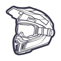 línea Arte motocicleta casco aislado en blanco antecedentes vector ilustración