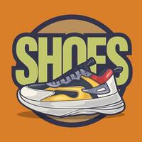 Sneakers shoes vector art with flat illustration style