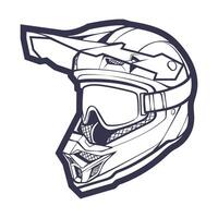 línea Arte motocicleta casco aislado en blanco antecedentes vector ilustración