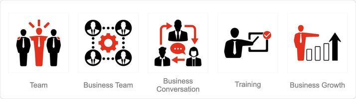 un conjunto de 5 5 mezcla íconos como equipo, negocio equipo, negocio conversacion vector