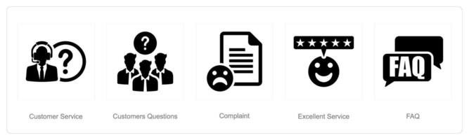 A set of 5 Customer service icons as customer service, customer questions, complaint vector