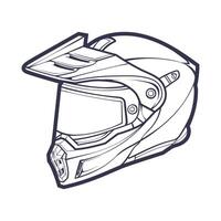 línea Arte motocicleta casco aislado en blanco antecedentes vector ilustración