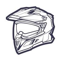 línea Arte motocicleta casco aislado en blanco antecedentes vector ilustración