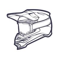 línea Arte motocicleta casco aislado en blanco antecedentes vector ilustración