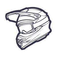 línea Arte motocicleta casco aislado en blanco antecedentes vector ilustración