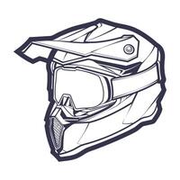 línea Arte motocicleta casco aislado en blanco antecedentes vector ilustración