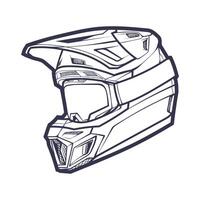 línea Arte motocicleta casco aislado en blanco antecedentes vector ilustración