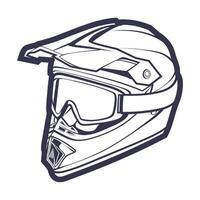 línea Arte motocicleta casco aislado en blanco antecedentes vector ilustración