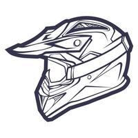 línea Arte motocicleta casco aislado en blanco antecedentes vector ilustración