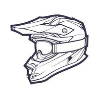 línea Arte motocicleta casco aislado en blanco antecedentes vector ilustración