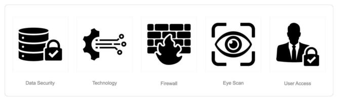 un conjunto de 5 5 ciber seguridad íconos como datos seguridad, tecnología, cortafuegos vector