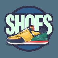Sneakers shoes vector art with flat illustration style