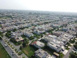 Aerial view of city with drone. photo