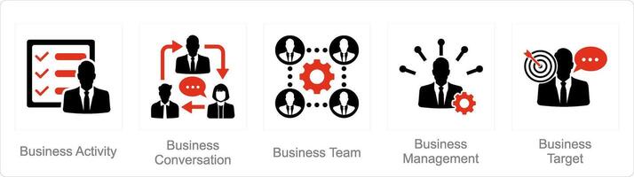 A set of 5 Mix icons as business activity, business conversation, business team vector