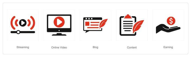 A set of 5 Digital Marketing icons as streaming, online video, blog vector